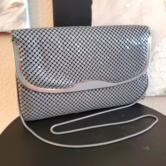 VINTAGE Elka Grey Chainmail Metal Mesh Purse with Snake Shoulder Strap - Picture 4 of 12
